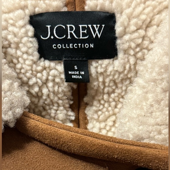 J. Crew Tan Suede Shearling-Trim Double-Breasted Trench Coat - Picture 4 of 7